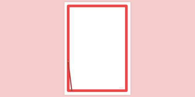 Simple Blank Dark Red Pencil Page Border | Twinkl