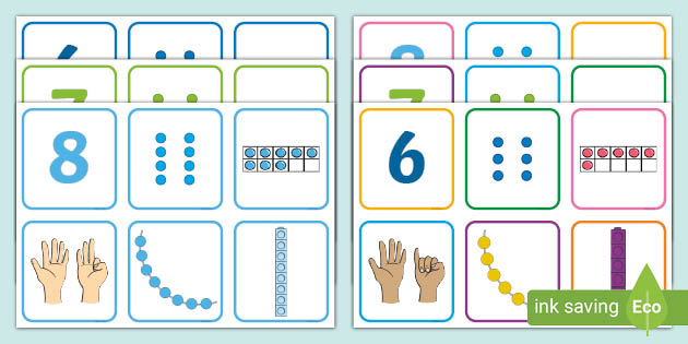 👉 6, 7 and 8 Matching and Comparing Cards (teacher made)