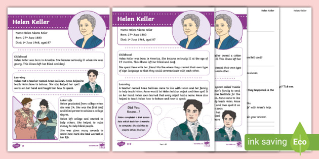 KS1　Helen　Comprehension　Reading　Keller　Differentiated　Activity
