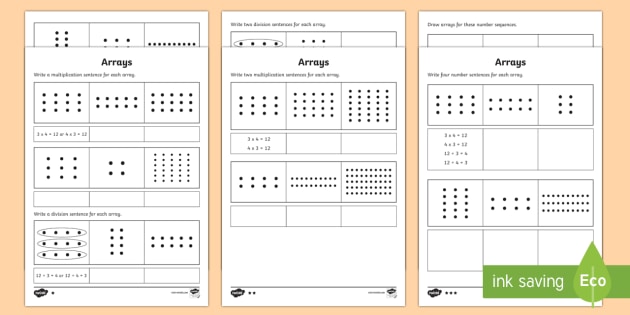 multiplication arrays 2 times tables worksheet