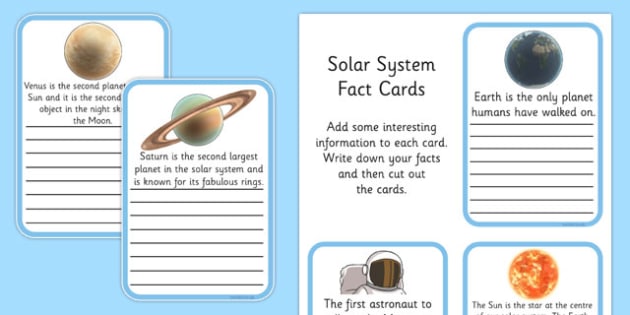 Finish The Solar System Fact Cards Esl Solar System