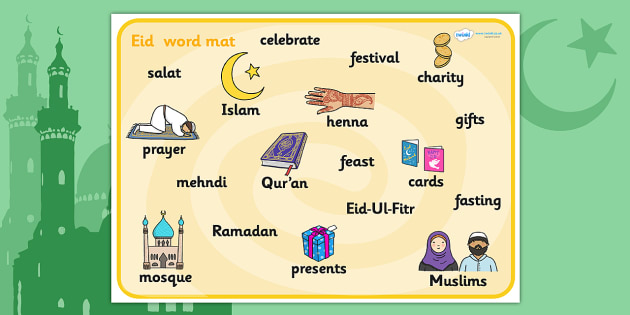 Eid Topic Word Mat - Eid, festival, celebration, Islam, muslim