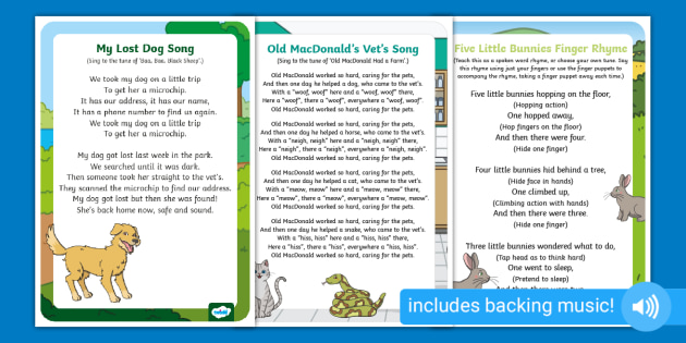A Selection Of Animal Nursery Rhymes Songs About Pets