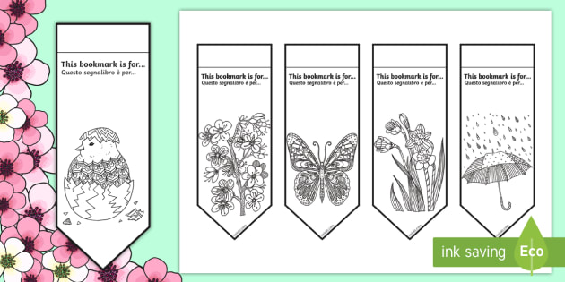 spring mindfulness coloring bookmarks english/italian