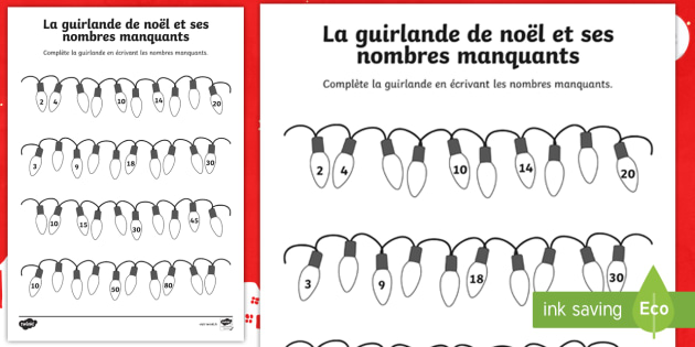 Feuille D Activites La Guirlande De Noel Et Ses Nombres Manquants