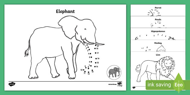 Zoo Animals 1 To Dot To Dot Worksheets