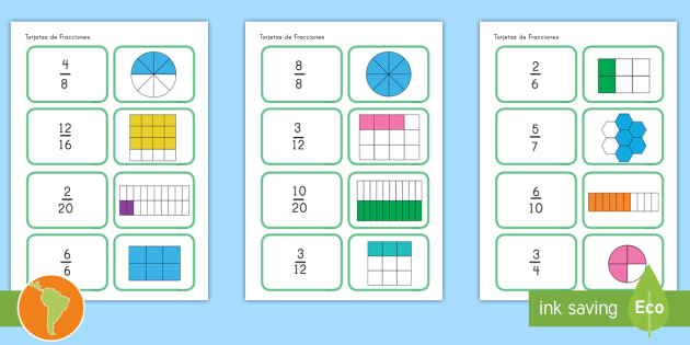 Tarjetas de emparejar: Fracciones