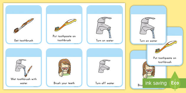 Brushing Teeth Step-by-Step Instructions (teacher made)