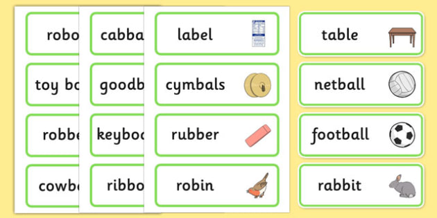 Medial B Word Cards Teacher Made