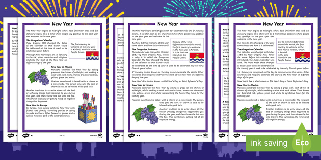 New Year Around The World Reading Comprehension Pdf
