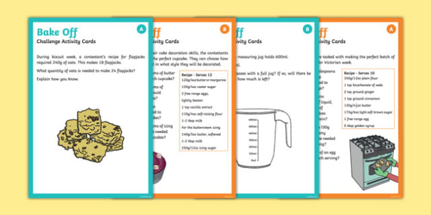 Bake Off KS2 Differentiated Maths Challenge Cards