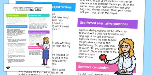 Encouraging Expressive Language in the Classroom Strategy Sheet Encouraging Expressive Language in the Classroom Strategy Sheet