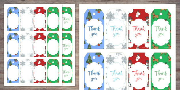 Christmas Patterns Thank You Tags | Twinkl Party