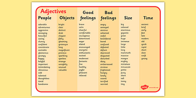 describing words examples