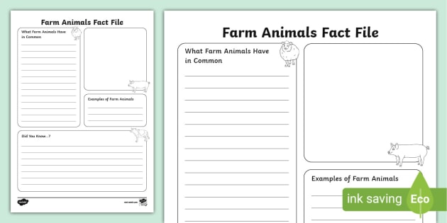 * NEW * Farm Animals Fact File Template