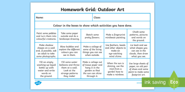 outdoor homework ideas