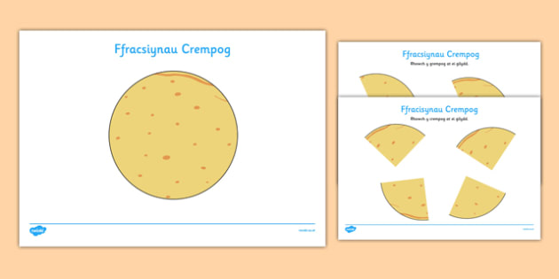 Pancake Fractions Activity Welsh - welsh, cymraeg, pancake 