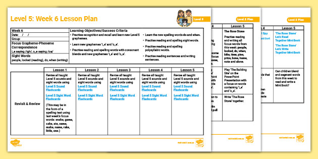 Twinkl Phonics I E And O E Lesson Plan Level 5 Week 6