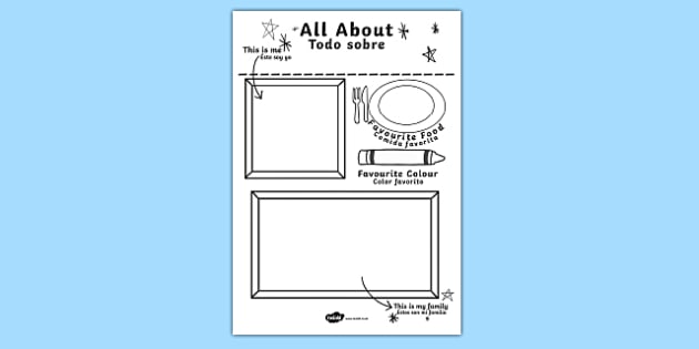 All About Me Spanish Colouring Worksheet