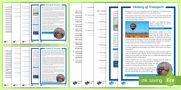 transport reading comprehension activity teacher made