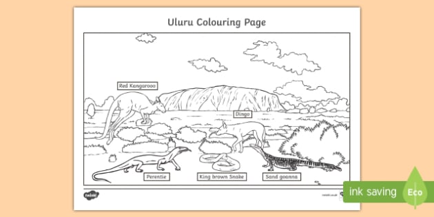 Uluru Colouring Page-Australia (teacher made)