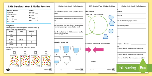 sats survival year 2 maths revision worksheet activity sheets