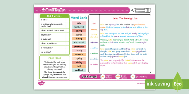 KS1 Writing: Animal Stories Knowledge Organiser