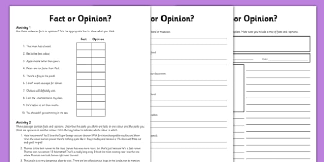 Fact or Opinion Worksheets - KS2 (teacher made)