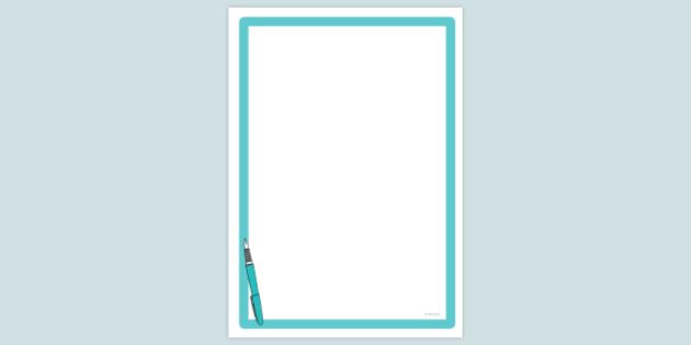 Simple Blank Fountain Pen Page Border | Page Border | Twinkl