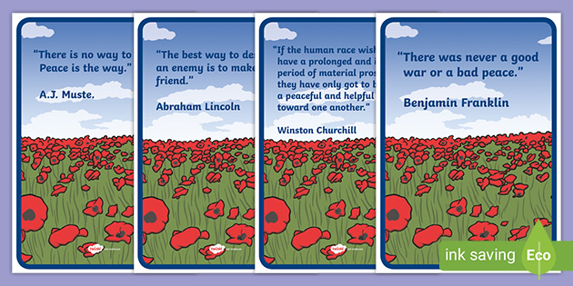 Peace Quote Posters for Discussion (Remembrance Day) (SB12532) - SparkleBox