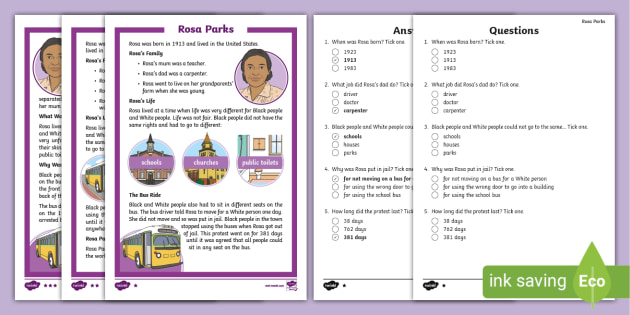 rosa parks ks1 activities