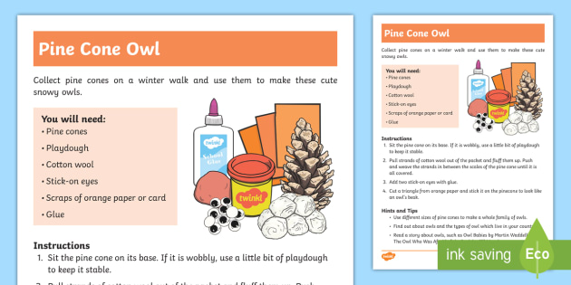 Pine Cone Owl Craft Instructions (teacher made)