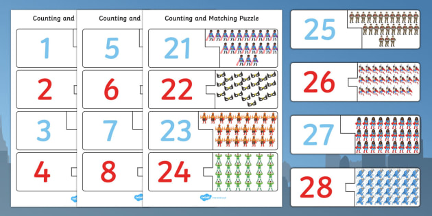 Superhero Themed Counting Matching Puzzle (teacher made)