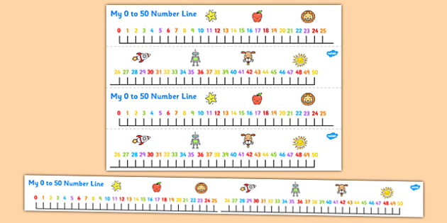 printable number lines count counting counting aid number line 0 50