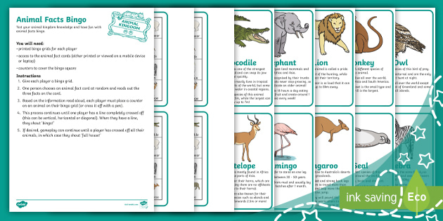 Animal Facts Bingo - Parents - Games and Puzzles - Twinkl