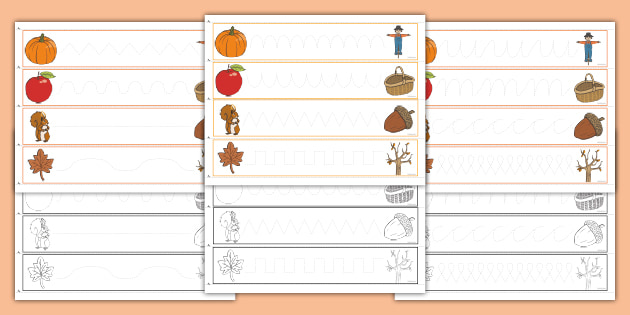 fall themed tracing lines worksheets twinkl teacher made