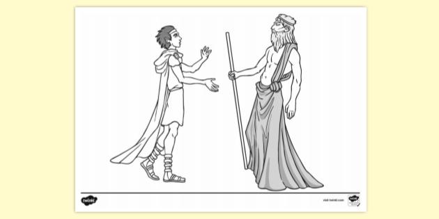 Orpheus Talking to Hades Colouring Sheet | Colouring Sheets