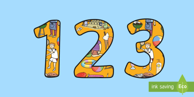 FREE! - Summer Themed Display Numbers - Teacher made