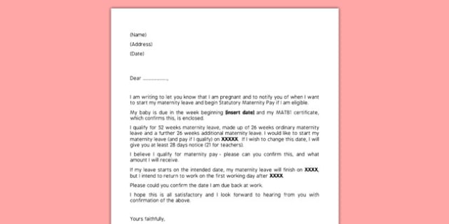 Maternity Leave Letter Template from images.twinkl.co.uk