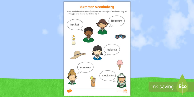 summer vocabulary worksheet worksheet teacher made