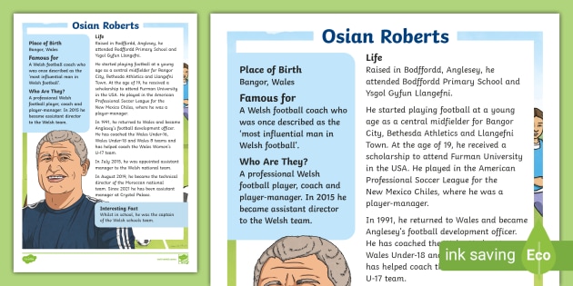 Osian Roberts Fact File