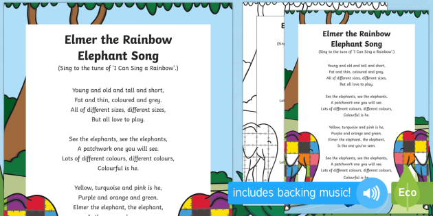 Elmer The Rainbow Elephant Song Teacher Made