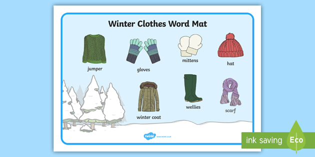 Winter Clothes Word Mat (teacher made) - Twinkl