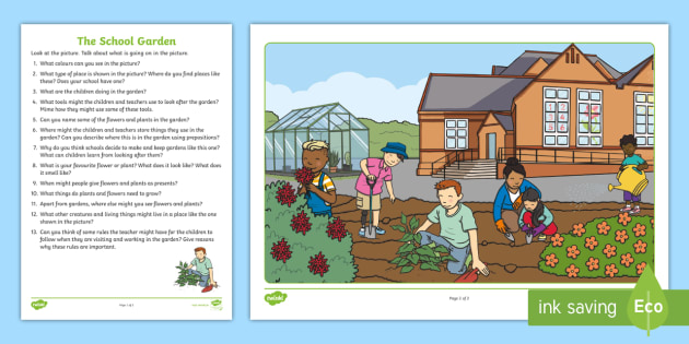 The School Garden Oral Language Worksheet / Worksheet