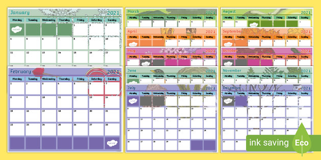 New Blank Calendar Planning Template 2021