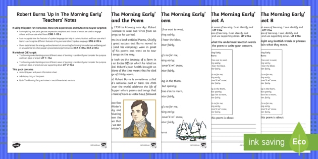 Ks2 Scots Poetry Robert Burns Up In The Morning Early