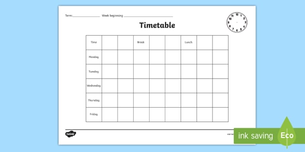 School Timetable Template Primary Resources teacher Made 