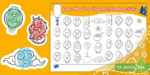 Lunar New Year Fingerprint Doodle Activity