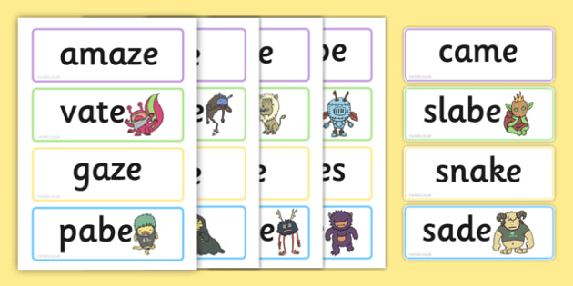 Ae Split Digraph Flashcards Real And Nonsense Words With Ae