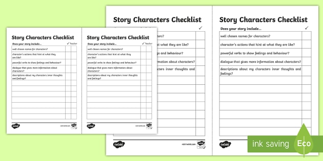 FREE! - Story Characters Checklist (teacher made)